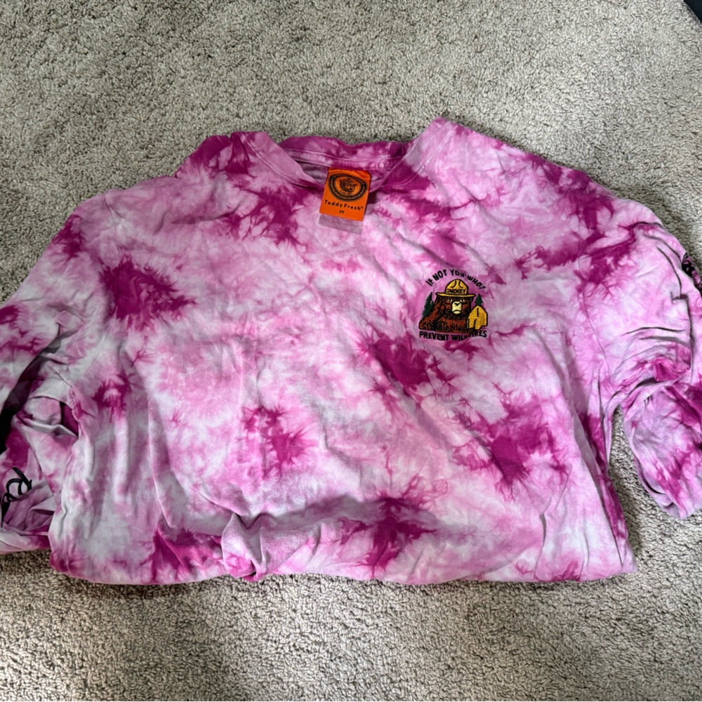 Teddy Fresh x Smokey the Bear long sleeve pink shirt